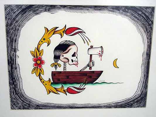 Vintage Tattoo Flash Other Vintage Tattoo Flash For Sale: Skull Boat by 