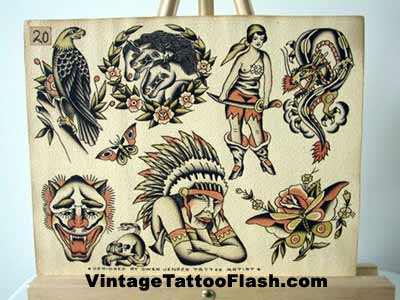 Traditional Tattoo Flash Owen Jensen Tattoo Flash Sheet click to enlarge