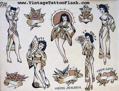tattoo flash pics. Tattoo flash sheet by Gus Wagner, ca. 1900 (via Flash from the Past )