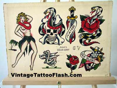 Sailor Jerry Tattoo Flash Sheet 6v · click to enlarge image! Sailor Jerry Tattoo Flash Sheet 6v · click to enlarge image!