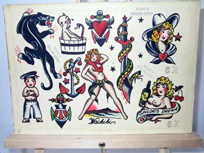 Sailor Jerry tattoo flash Sheet 6x click to enlarge image